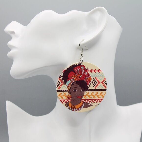 Jewelry earrings large drop dangle statement Black woman African ethnic new - Picture 1 of 9